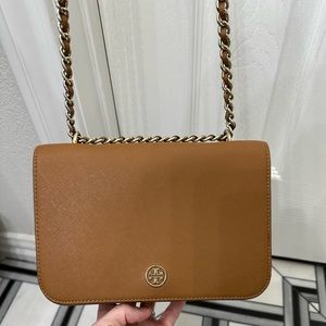 Tory Burch Tan and Gold Shoulder Crossbody Bag/ 2-1 Bag